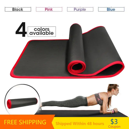YECOKISO 10MM Extra Thick 183cmX61cm Yoga Mats NRB Non-slip Exercise Mat Fitness Tasteless Pilates Workout Gym Mats with Bandage My Store