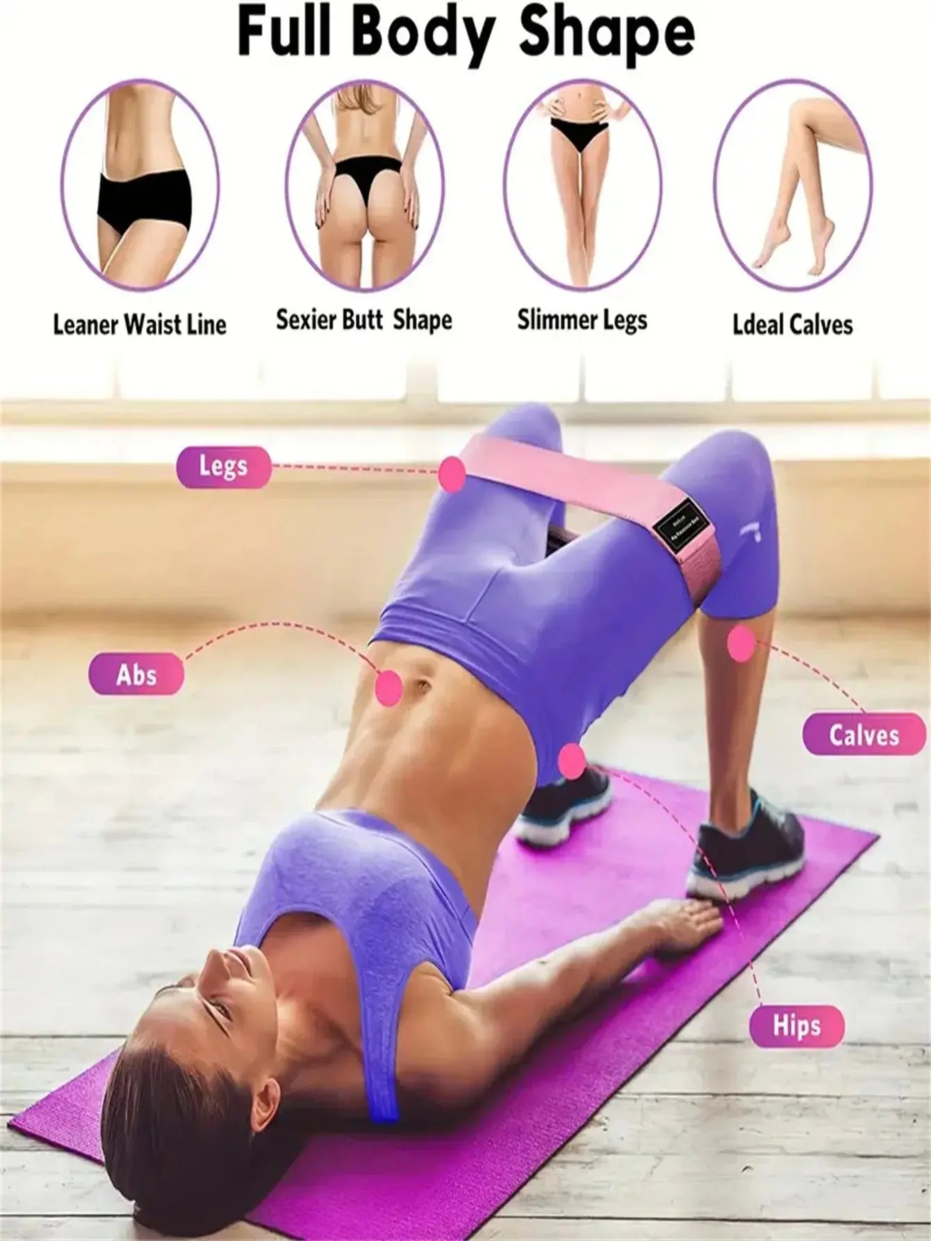 Pilates Yoga Elastic Resistance Bands, Exercise Stretch Flex Band For Booty Legs Workout My Store