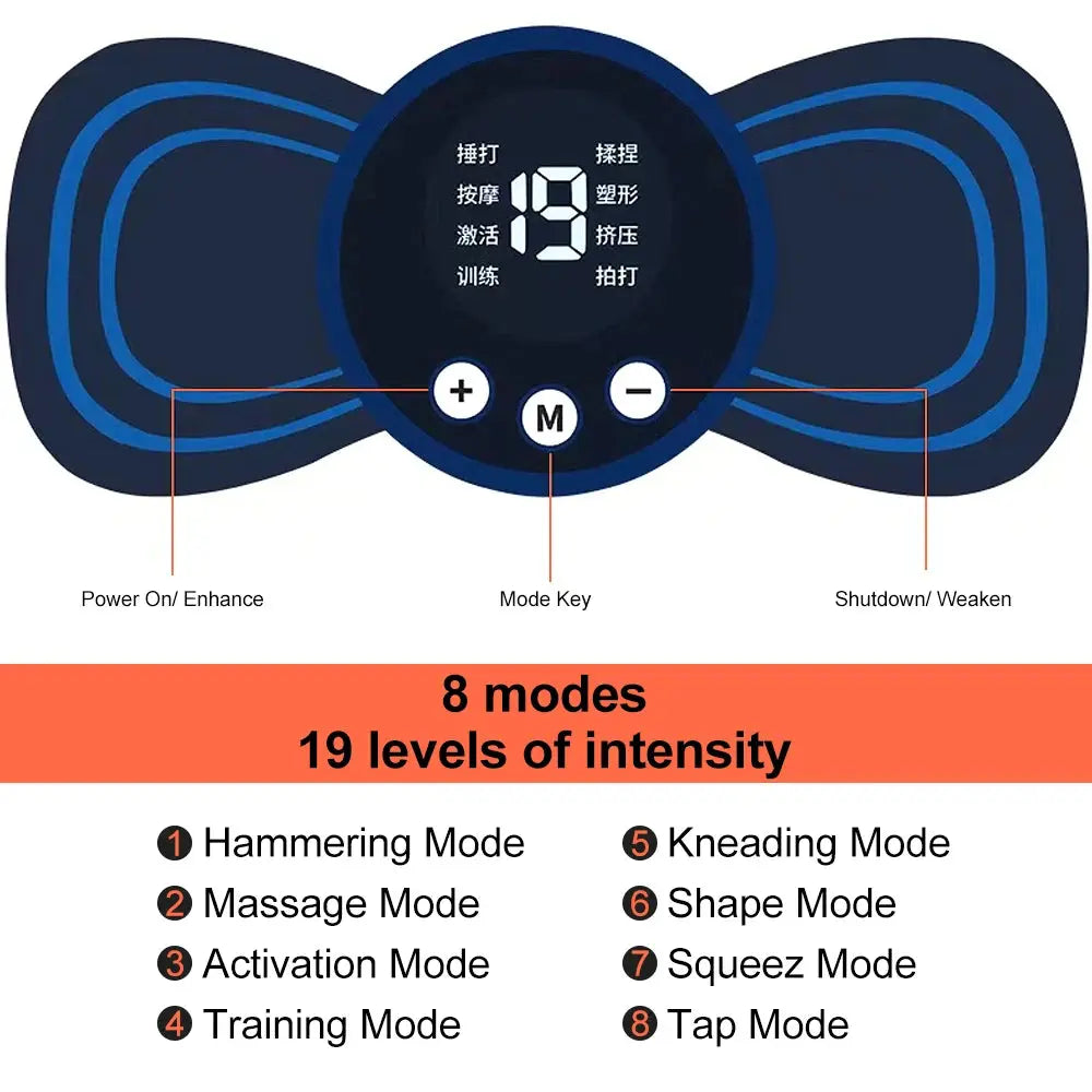 Neck Massager Mini Electric Neck Massage EMS Cervical Back Vertebra Massage Patch 8 Modes Relieve Relax Muscle Fatigue Tools My Store