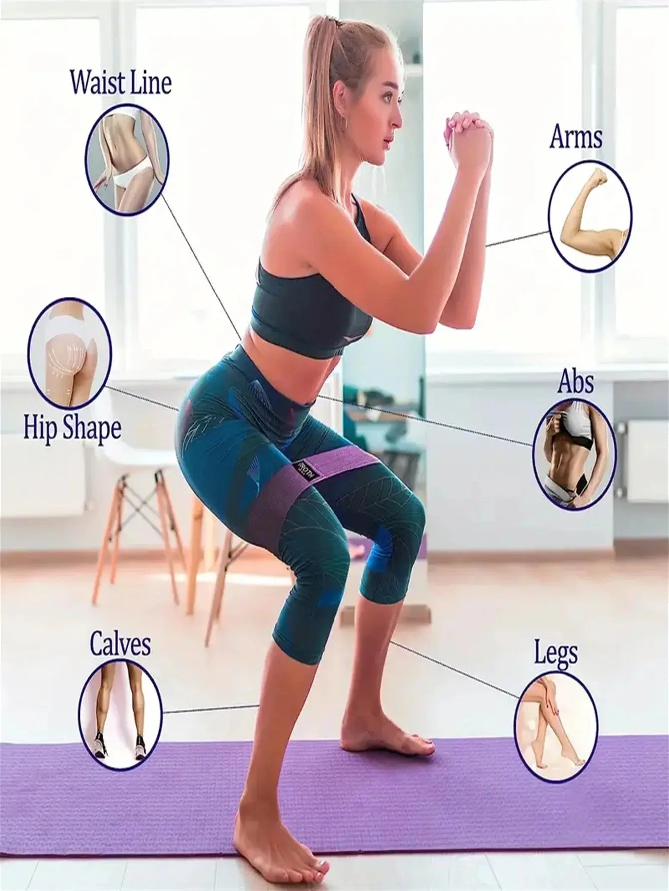 Pilates Yoga Elastic Resistance Bands, Exercise Stretch Flex Band For Booty Legs Workout My Store