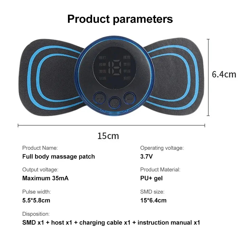 Neck Massager Mini Electric Neck Massage EMS Cervical Back Vertebra Massage Patch 8 Modes Relieve Relax Muscle Fatigue Tools My Store