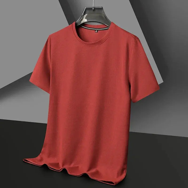 New Summer Waffle Round Neck Short Sleeved T-shirt for Men's Short Sleeved Top My Store