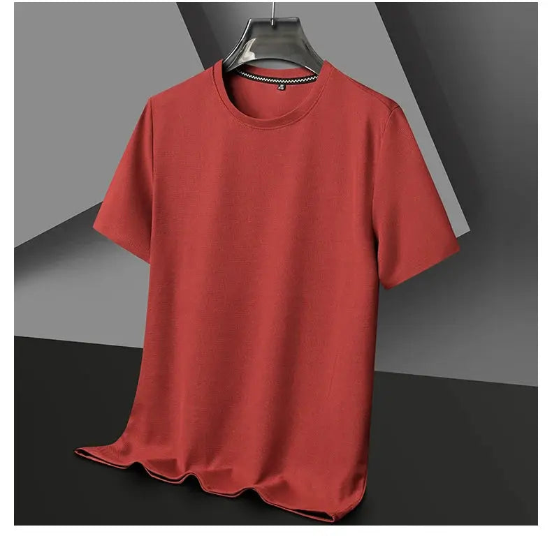 New Summer Waffle Round Neck Short Sleeved T-shirt for Men's Short Sleeved Top My Store