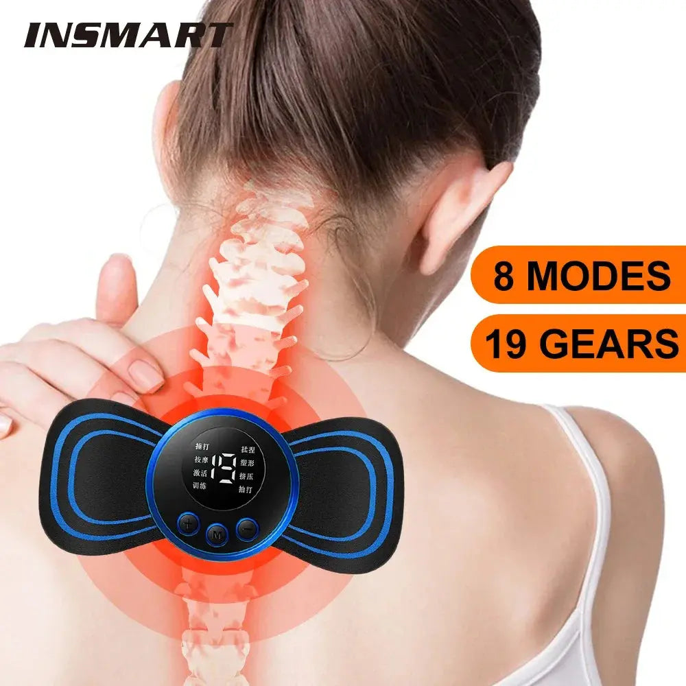 Neck Massager Mini Electric Neck Massage EMS Cervical Back Vertebra Massage Patch 8 Modes Relieve Relax Muscle Fatigue Tools My Store