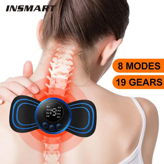 Neck Massager Mini Electric Neck Massage EMS Cervical Back Vertebra Massage Patch 8 Modes Relieve Relax Muscle Fatigue Tools My Store